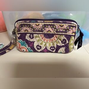 Vera Bradley Purple and Cream Wristlet